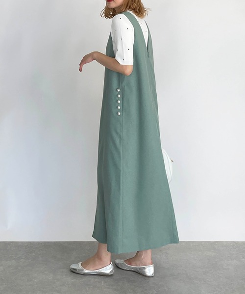PICCIN（ピッチン）の「ポケットパールジャンパースカート（ジャンパースカート・レディース・ネイビー/ライトグリーン/モカ・M）」の16枚目の写真