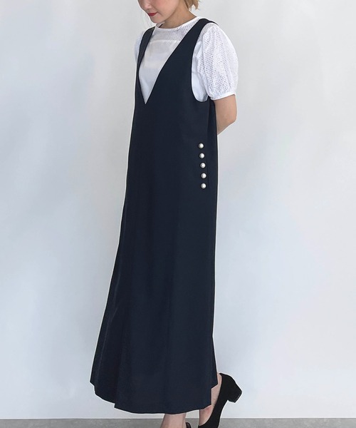 PICCIN（ピッチン）の「ポケットパールジャンパースカート（ジャンパースカート・レディース・ネイビー/ライトグリーン/モカ・M）」の21枚目の写真