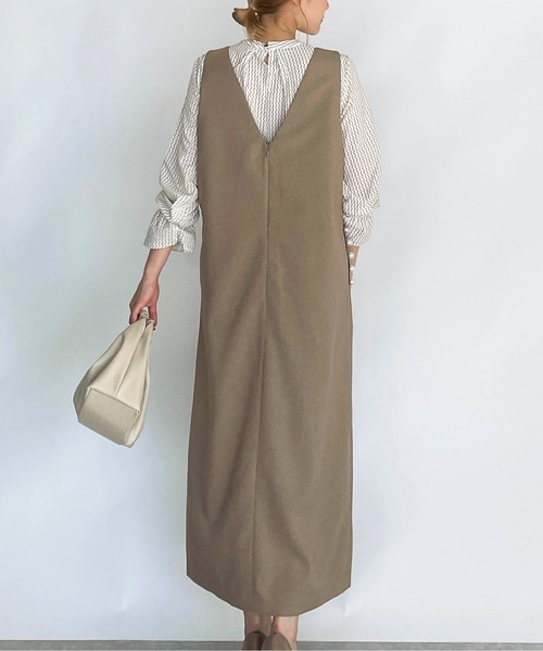 PICCIN（ピッチン）の「ポケットパールジャンパースカート（ジャンパースカート・レディース・ネイビー/ライトグリーン/モカ・M）」の19枚目の写真