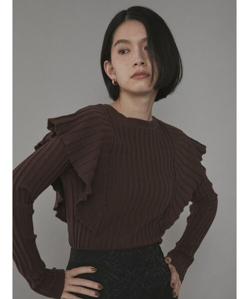 COTORICA（コトリカ）の「袖フリルニットプルオーバー（ニット/セーター・レディース・ブラック/ブラウン/アイボリー・FREE）」の14枚目の写真