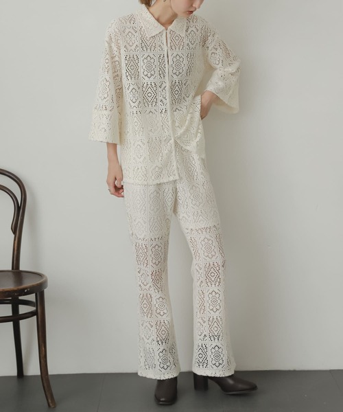 SENSE OF PLACE by URBAN RESEARCH（センスオブプレイスバイアーバンリサーチ）の「ブロックレースシャツ（シャツ/ブラウス・レディース・ブラック/グリーン/アイボリー・ONE）」の17枚目の写真