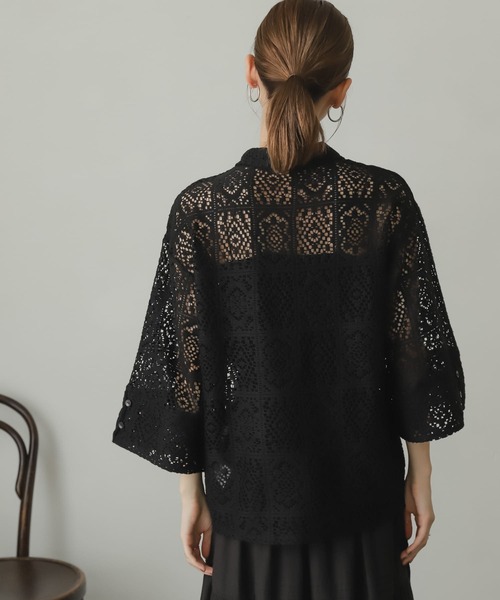 SENSE OF PLACE by URBAN RESEARCH（センスオブプレイスバイアーバンリサーチ）の「ブロックレースシャツ（シャツ/ブラウス・レディース・ブラック/グリーン/アイボリー・ONE）」の20枚目の写真