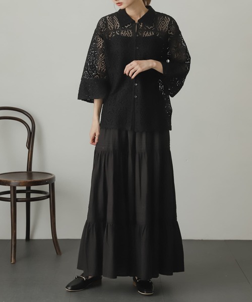 SENSE OF PLACE by URBAN RESEARCH（センスオブプレイスバイアーバンリサーチ）の「ブロックレースシャツ（シャツ/ブラウス・レディース・ブラック/グリーン/アイボリー・ONE）」の22枚目の写真