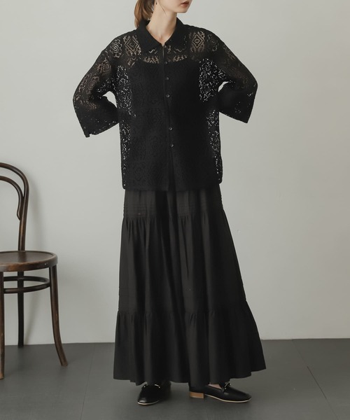 SENSE OF PLACE by URBAN RESEARCH（センスオブプレイスバイアーバンリサーチ）の「ブロックレースシャツ（シャツ/ブラウス・レディース・ブラック/グリーン/アイボリー・ONE）」の15枚目の写真