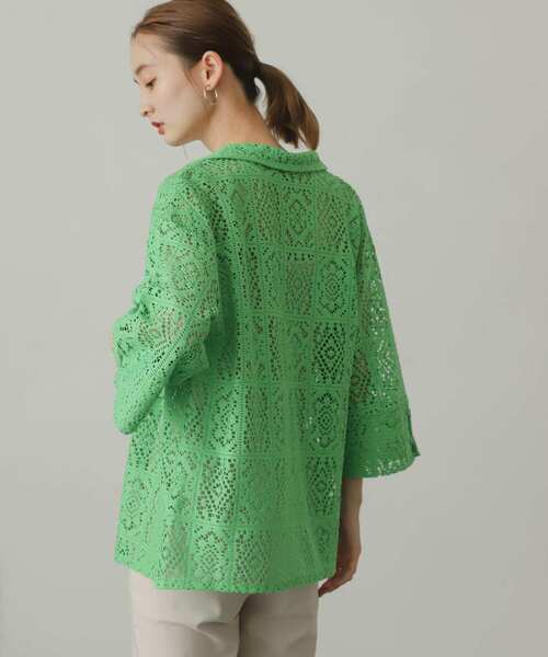 SENSE OF PLACE by URBAN RESEARCH（センスオブプレイスバイアーバンリサーチ）の「ブロックレースシャツ（シャツ/ブラウス・レディース・ブラック/グリーン/アイボリー・ONE）」の18枚目の写真