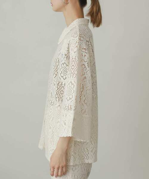 SENSE OF PLACE by URBAN RESEARCH（センスオブプレイスバイアーバンリサーチ）の「ブロックレースシャツ（シャツ/ブラウス・レディース・ブラック/グリーン/アイボリー・ONE）」の5枚目の写真