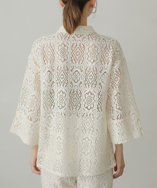 SENSE OF PLACE by URBAN RESEARCH（センスオブプレイスバイアーバンリサーチ）の「ブロックレースシャツ（シャツ/ブラウス・レディース・ブラック/グリーン/アイボリー・ONE）」の8枚目の写真