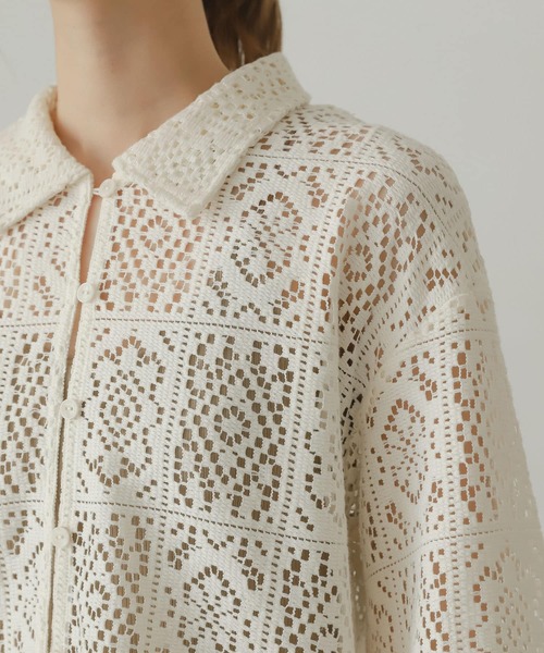 SENSE OF PLACE by URBAN RESEARCH（センスオブプレイスバイアーバンリサーチ）の「ブロックレースシャツ（シャツ/ブラウス・レディース・ブラック/グリーン/アイボリー・ONE）」の21枚目の写真