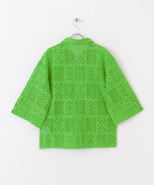 SENSE OF PLACE by URBAN RESEARCH（センスオブプレイスバイアーバンリサーチ）の「ブロックレースシャツ（シャツ/ブラウス・レディース・ブラック/グリーン/アイボリー・ONE）」の6枚目の写真