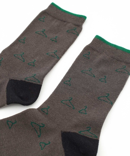 POU DOU DOU（プードゥドゥ）の「ハンガー線画ジャガードソックス（ソックス/靴下・レディース・ダークグレー/ミント・8）」の7枚目の写真