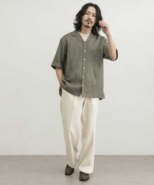 URBAN RESEARCH(アーバンリサーチ)の「リネンオープンカラーショートスリーブシャツ(シャツ/ブラウス・メンズ・ブラック/カーキ/オフホワイト/オレンジ・LARGE/SMALL/MEDIUM/X-LARGE)」の10枚目の写真