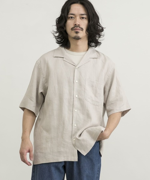 URBAN RESEARCH(アーバンリサーチ)の「リネンオープンカラーショートスリーブシャツ(シャツ/ブラウス・メンズ・ブラック/カーキ/オフホワイト/オレンジ・LARGE/SMALL/MEDIUM/X-LARGE)」の2枚目の写真