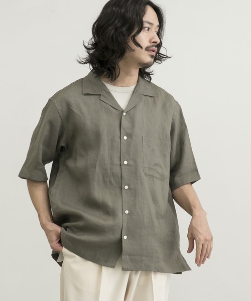 URBAN RESEARCH(アーバンリサーチ)の「リネンオープンカラーショートスリーブシャツ(シャツ/ブラウス・メンズ・ブラック/カーキ/オフホワイト/オレンジ・LARGE/SMALL/MEDIUM/X-LARGE)」の4枚目の写真
