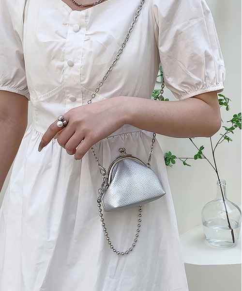 LOPASS(ロパス)の「がま口 ミニチェーンショルダーバッグ(ショルダーバッグ・レディース・グリーン/シルバー/ブラック・FREE)」の3枚目の写真