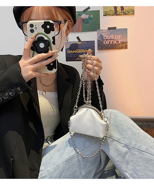 LOPASS(ロパス)の「がま口 ミニチェーンショルダーバッグ(ショルダーバッグ・レディース・グリーン/シルバー/ブラック・FREE)」の14枚目の写真