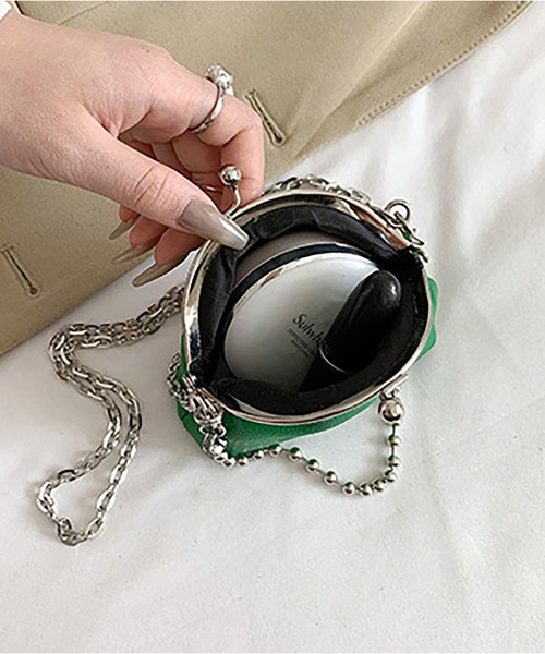 LOPASS(ロパス)の「がま口 ミニチェーンショルダーバッグ(ショルダーバッグ・レディース・グリーン/シルバー/ブラック・FREE)」の5枚目の写真