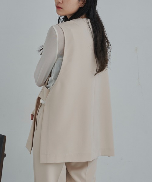 CLEARIMPRESSION （クリアインプレッション）の「【セットアップ対応】ライトダブルクロスVネックベスト（ベスト・レディース・ブラック/アイボリー・FREE）」の17枚目の写真