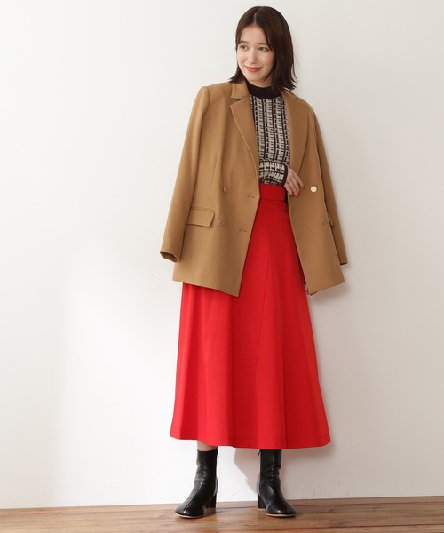 N.（N. Natural Beauty Basic）（エヌエヌナチュラルビューティーベーシック）の「【松井愛莉さん着用】◆バイカラージャガードコンパクトニット（ニット/セーター・レディース・ブラウン/グリーン/レッド・MEDIUM）」の7枚目の写真