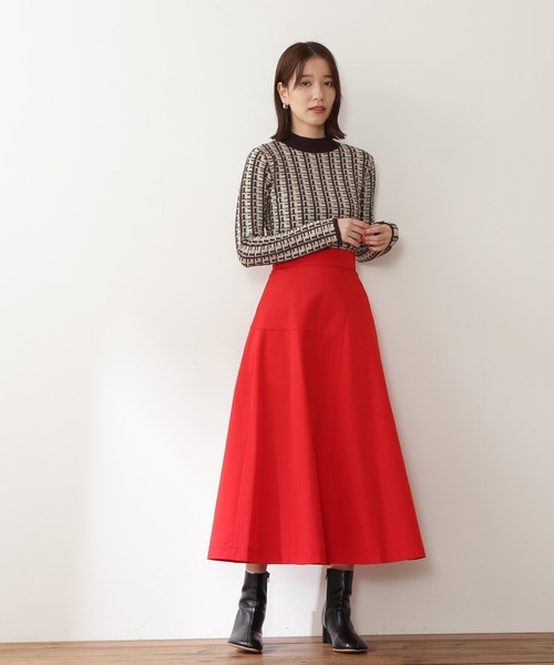 N.（N. Natural Beauty Basic）（エヌエヌナチュラルビューティーベーシック）の「【松井愛莉さん着用】◆バイカラージャガードコンパクトニット（ニット/セーター・レディース・ブラウン/グリーン/レッド・MEDIUM）」の6枚目の写真