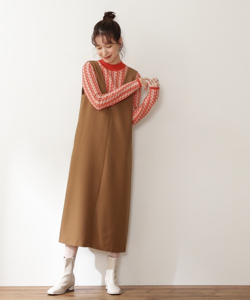 N.（N. Natural Beauty Basic）（エヌエヌナチュラルビューティーベーシック）の「【松井愛莉さん着用】◆バイカラージャガードコンパクトニット（ニット/セーター・レディース・ブラウン/グリーン/レッド・MEDIUM）」の11枚目の写真