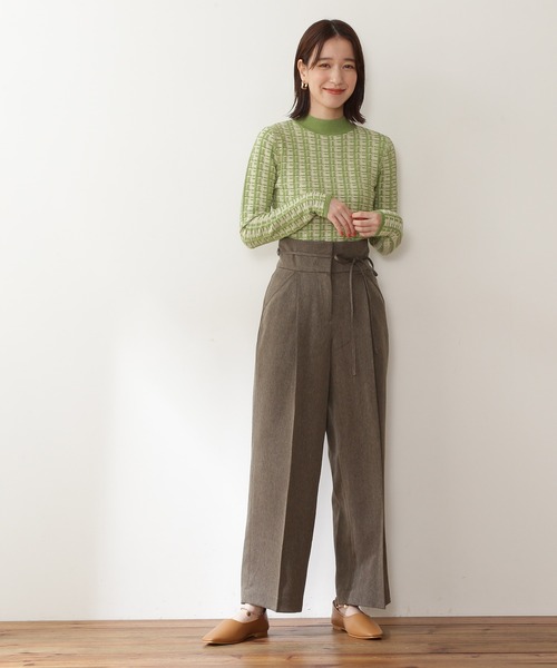 N.（N. Natural Beauty Basic）（エヌエヌナチュラルビューティーベーシック）の「【松井愛莉さん着用】◆バイカラージャガードコンパクトニット（ニット/セーター・レディース・ブラウン/グリーン/レッド・MEDIUM）」の10枚目の写真