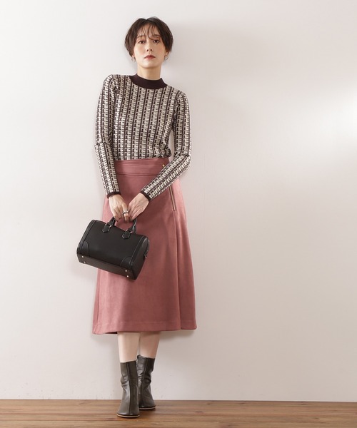 N.（N. Natural Beauty Basic）（エヌエヌナチュラルビューティーベーシック）の「【松井愛莉さん着用】◆バイカラージャガードコンパクトニット（ニット/セーター・レディース・ブラウン/グリーン/レッド・MEDIUM）」の17枚目の写真