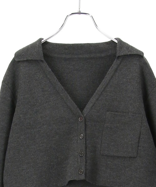 SALON adam et rope'(サロン アダム エ ロペ)の「【WEB限定】【手洗い可能】襟付きニットカーディガン&ワンピースセット(ワンピース・レディース・チャコールグレー/ベージュ/ダークパープル・FREE)」の6枚目の写真