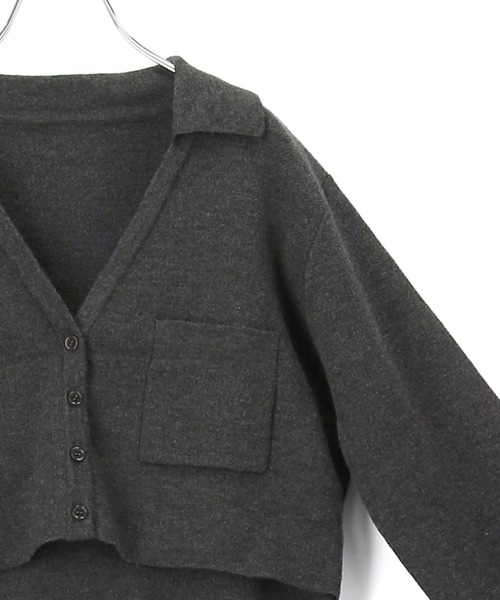 SALON adam et rope'(サロン アダム エ ロペ)の「【WEB限定】【手洗い可能】襟付きニットカーディガン&ワンピースセット(ワンピース・レディース・チャコールグレー/ベージュ/ダークパープル・FREE)」の8枚目の写真