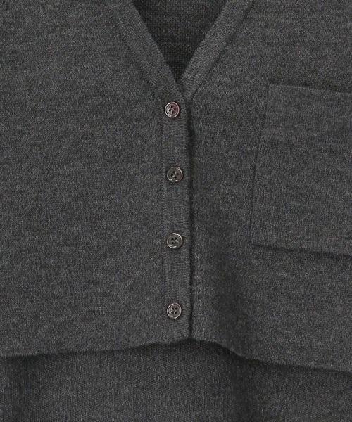 SALON adam et rope'(サロン アダム エ ロペ)の「【WEB限定】【手洗い可能】襟付きニットカーディガン&ワンピースセット(ワンピース・レディース・チャコールグレー/ベージュ/ダークパープル・FREE)」の5枚目の写真