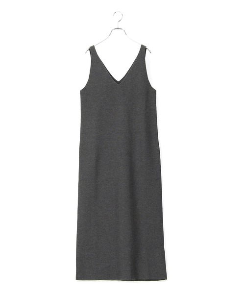 SALON adam et rope'(サロン アダム エ ロペ)の「【WEB限定】【手洗い可能】襟付きニットカーディガン&ワンピースセット(ワンピース・レディース・チャコールグレー/ベージュ/ダークパープル・FREE)」の4枚目の写真