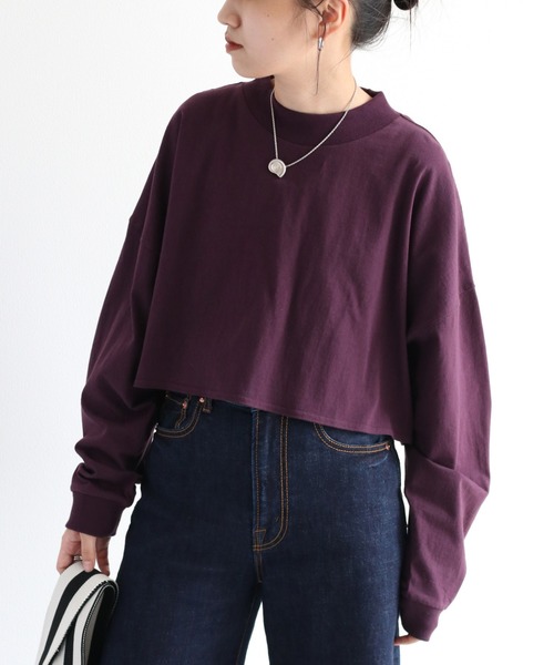 cepo(セポ)の「タンタケ ショート丈ロンTee(Tシャツ/カットソー・レディース・ブラック/パープル/オフホワイト・M)」の1枚目の写真