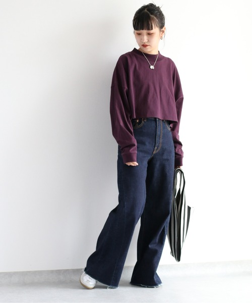 cepo(セポ)の「タンタケ ショート丈ロンTee(Tシャツ/カットソー・レディース・ブラック/パープル/オフホワイト・M)」の13枚目の写真