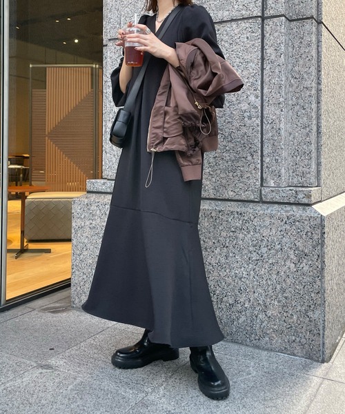 DouDou（ドゥドゥ）の「【新色追加】パフスリーブワンピース（ワンピース・レディース・ブラック/ベージュ/グレイッシュベージュ・FREE）」の11枚目の写真