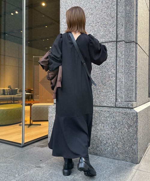 DouDou（ドゥドゥ）の「【新色追加】パフスリーブワンピース（ワンピース・レディース・ブラック/ベージュ/グレイッシュベージュ・FREE）」の21枚目の写真