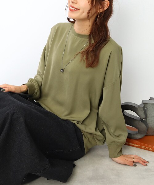 DRESKIP(ドレスキップ)の「◆【洗える】イージーケア ゆったりリブ切り替えブラウス(シャツ/ブラウス・レディース・ライトブルー/ブラック/カーキ/サンドベージュ/マスタード/パープル系・00)」の4枚目の写真