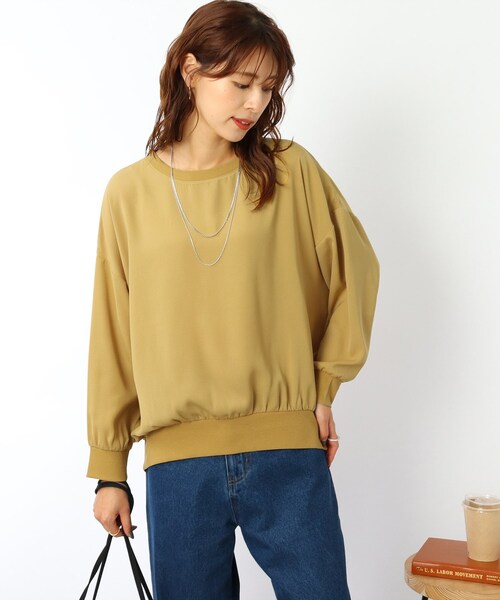 DRESKIP(ドレスキップ)の「◆【洗える】イージーケア ゆったりリブ切り替えブラウス(シャツ/ブラウス・レディース・ライトブルー/ブラック/カーキ/サンドベージュ/マスタード/パープル系・00)」の6枚目の写真