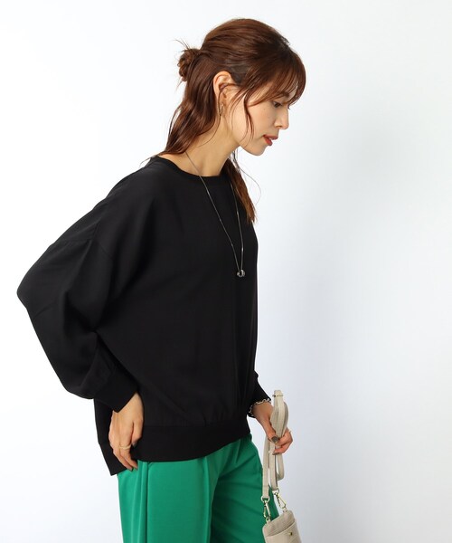 DRESKIP(ドレスキップ)の「◆【洗える】イージーケア ゆったりリブ切り替えブラウス(シャツ/ブラウス・レディース・ライトブルー/ブラック/カーキ/サンドベージュ/マスタード/パープル系・00)」の2枚目の写真