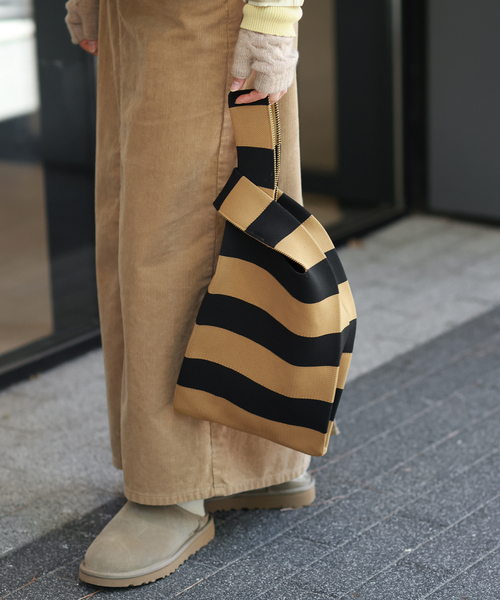 JOURNAL STANDARD relume(ジャーナルスタンダード レリューム)の「《追加》RELUMEニットバッグ(ハンドバッグ・レディース・ブラウン/グリーン/ダークパープル・FREE)」の1枚目の写真