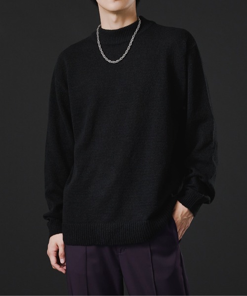Ellno Loset(エルノロゼット)の「アームウォーマ付きモックネックニット(ニット/セーター・メンズ・ブラック/ブルー/パープル系その他・MEDIUM/LARGE)」の2枚目の写真