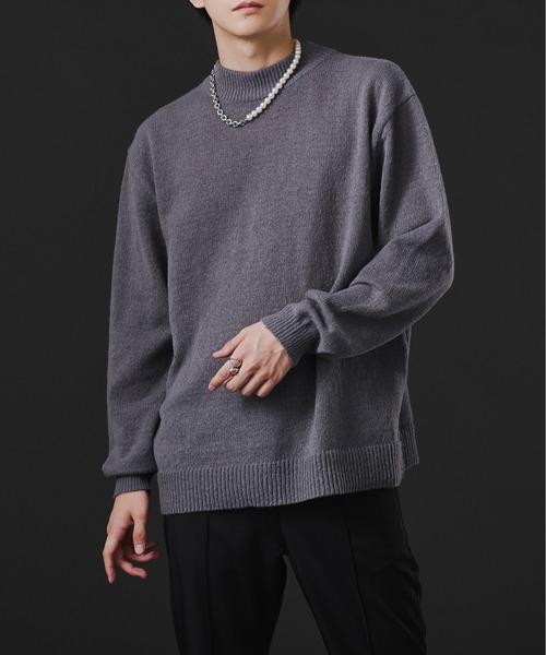Ellno Loset(エルノロゼット)の「アームウォーマ付きモックネックニット(ニット/セーター・メンズ・ブラック/ブルー/パープル系その他・MEDIUM/LARGE)」の7枚目の写真