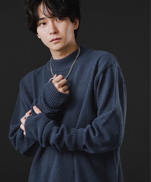 Ellno Loset(エルノロゼット)の「アームウォーマ付きモックネックニット(ニット/セーター・メンズ・ブラック/ブルー/パープル系その他・MEDIUM/LARGE)」の20枚目の写真