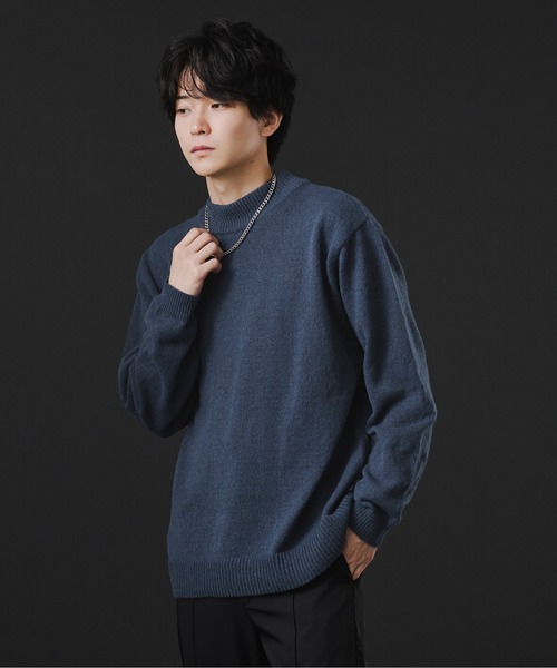 Ellno Loset(エルノロゼット)の「アームウォーマ付きモックネックニット(ニット/セーター・メンズ・ブラック/ブルー/パープル系その他・MEDIUM/LARGE)」の10枚目の写真