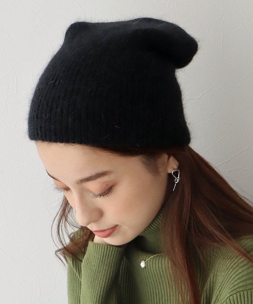BLUEEAST(ブルーイースト)の「アンゴラニットビーニー(ニットキャップ/ビーニー・レディース・ブラック/ベージュ/ブラウン/グレー/アイボリー/ピンク・FREE)」の8枚目の写真