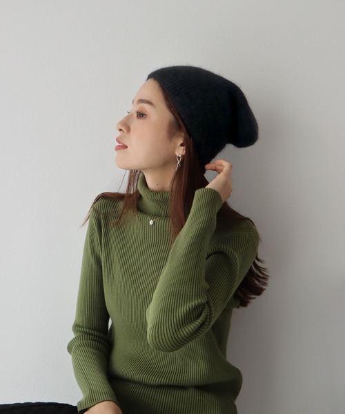 BLUEEAST(ブルーイースト)の「アンゴラニットビーニー(ニットキャップ/ビーニー・レディース・ブラック/ベージュ/ブラウン/グレー/アイボリー/ピンク・FREE)」の9枚目の写真