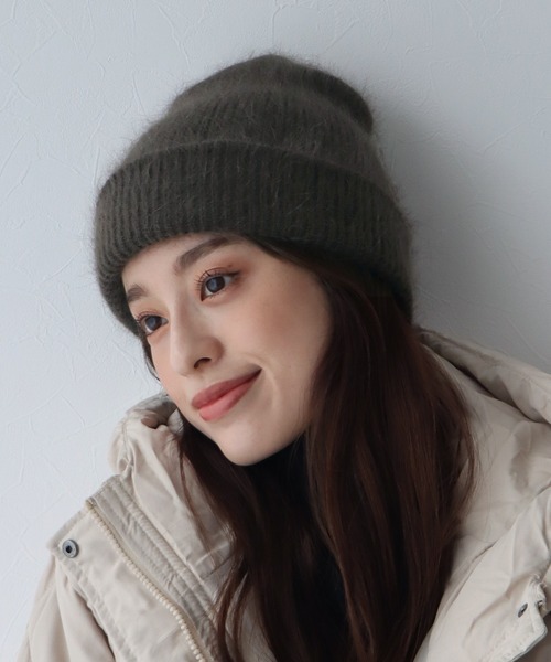 BLUEEAST(ブルーイースト)の「アンゴラニットビーニー(ニットキャップ/ビーニー・レディース・ブラック/ベージュ/ブラウン/グレー/アイボリー/ピンク・FREE)」の10枚目の写真