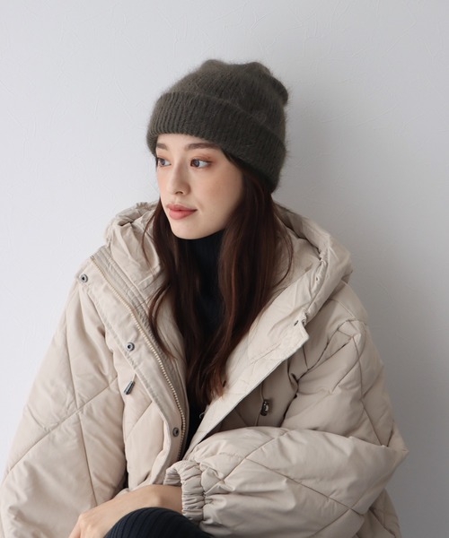 BLUEEAST(ブルーイースト)の「アンゴラニットビーニー(ニットキャップ/ビーニー・レディース・ブラック/ベージュ/ブラウン/グレー/アイボリー/ピンク・FREE)」の11枚目の写真