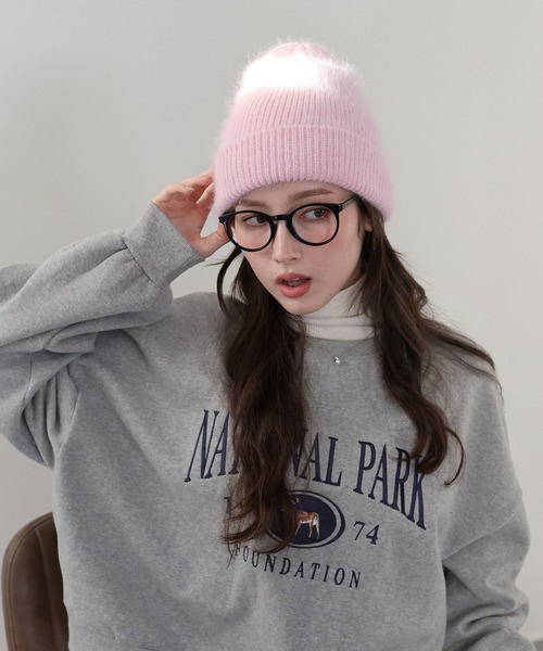 BLUEEAST(ブルーイースト)の「アンゴラニットビーニー(ニットキャップ/ビーニー・レディース・ブラック/ベージュ/ブラウン/グレー/アイボリー/ピンク・FREE)」の19枚目の写真