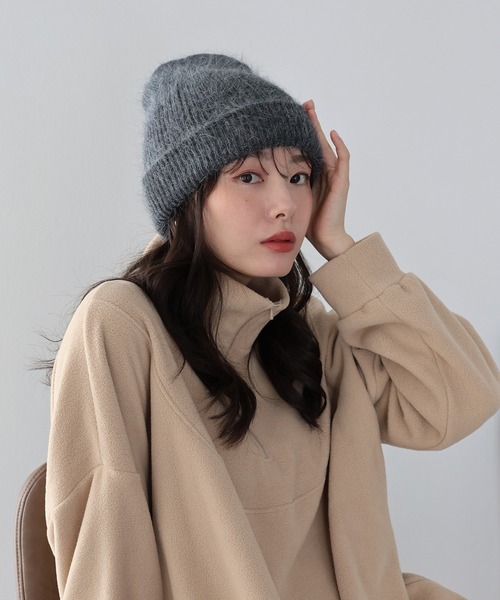 BLUEEAST(ブルーイースト)の「アンゴラニットビーニー(ニットキャップ/ビーニー・レディース・ブラック/ベージュ/ブラウン/グレー/アイボリー/ピンク・FREE)」の21枚目の写真