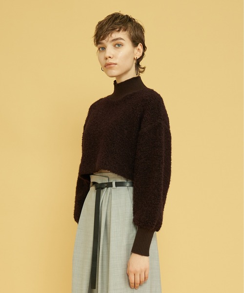 LANVIN en Bleu(ランバンオンブルー)の「クロップドボアニット(ニット/セーター・レディース・ブルー/ボルドー/オフホワイト・38)」の20枚目の写真