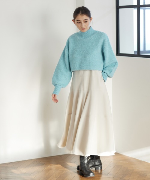 LANVIN en Bleu(ランバンオンブルー)の「クロップドボアニット(ニット/セーター・レディース・ブルー/ボルドー/オフホワイト・38)」の8枚目の写真